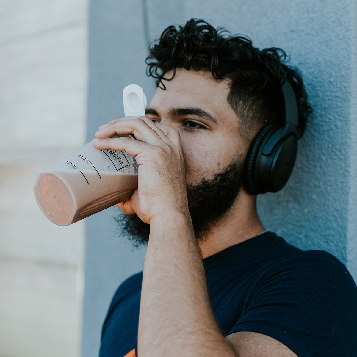 Person drinking Soylent Cacao Powder